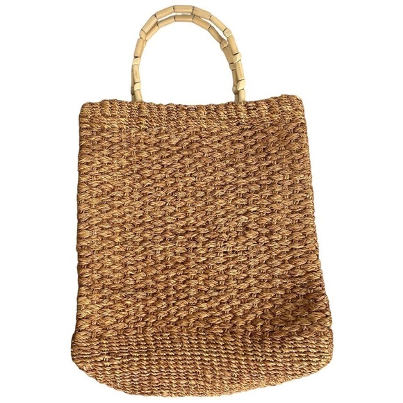 Boho Woven Straw Purse Beach Vacation Tan Bag Resort Tropical - Picture 3 of 12